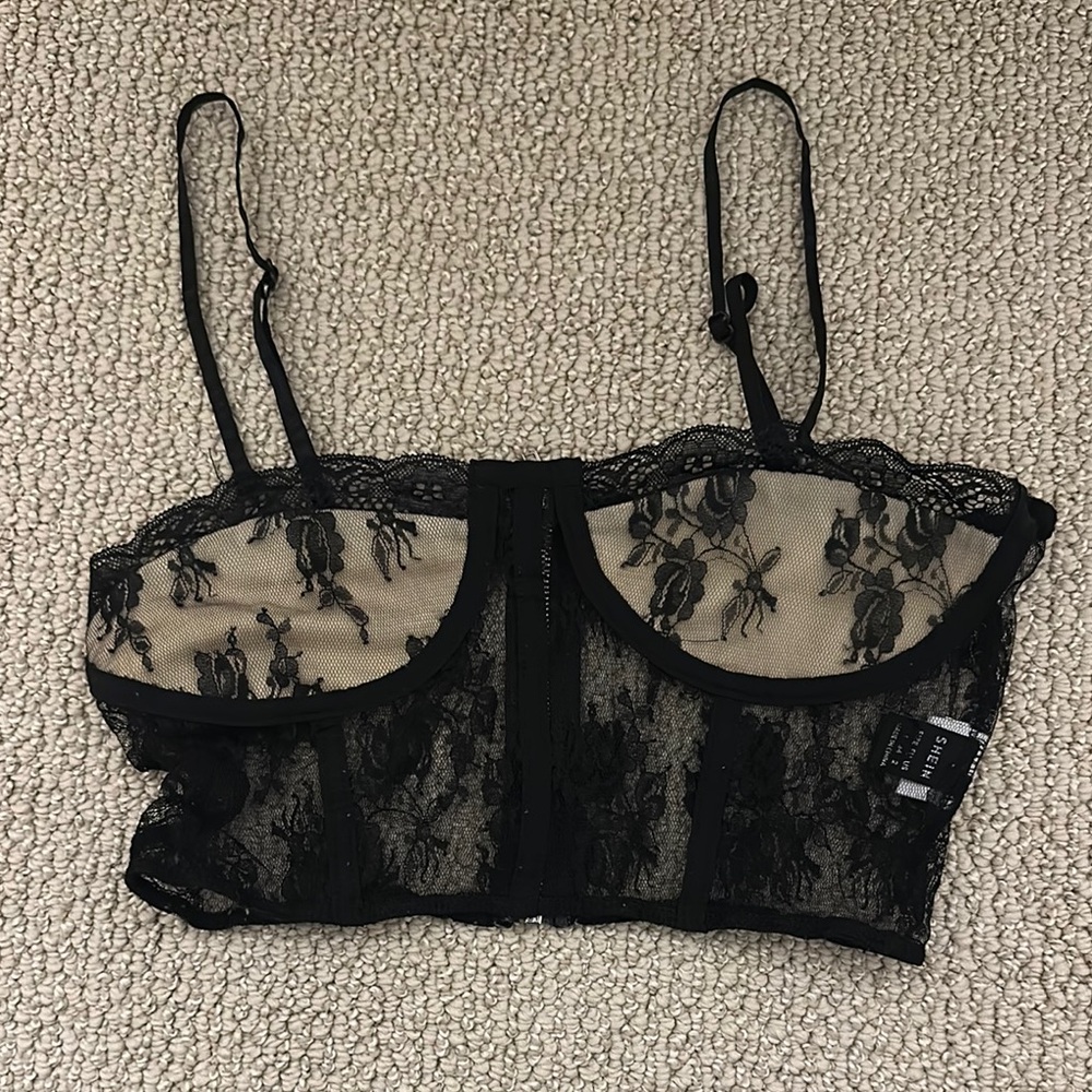 *shein* Black Lace Bustier Top